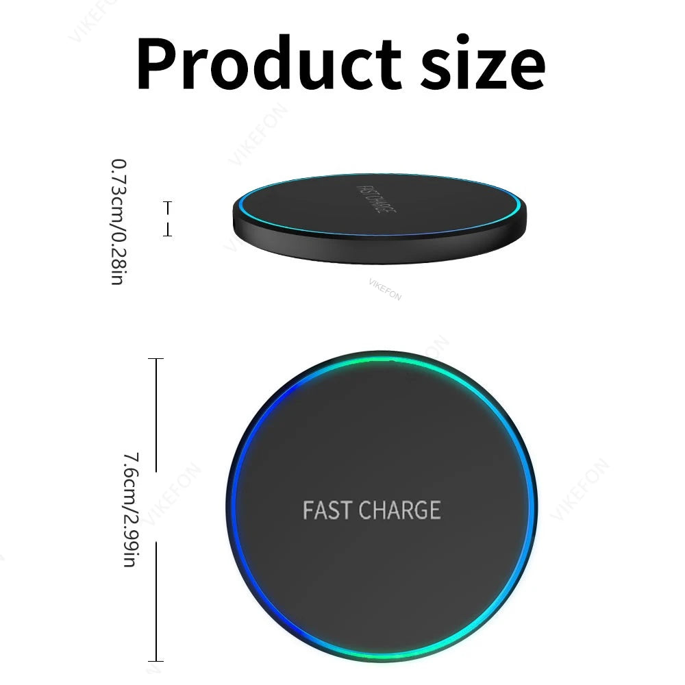 Station di ricarica wireless veloce 15W per iPhone e Android, LED e porta Type‑C