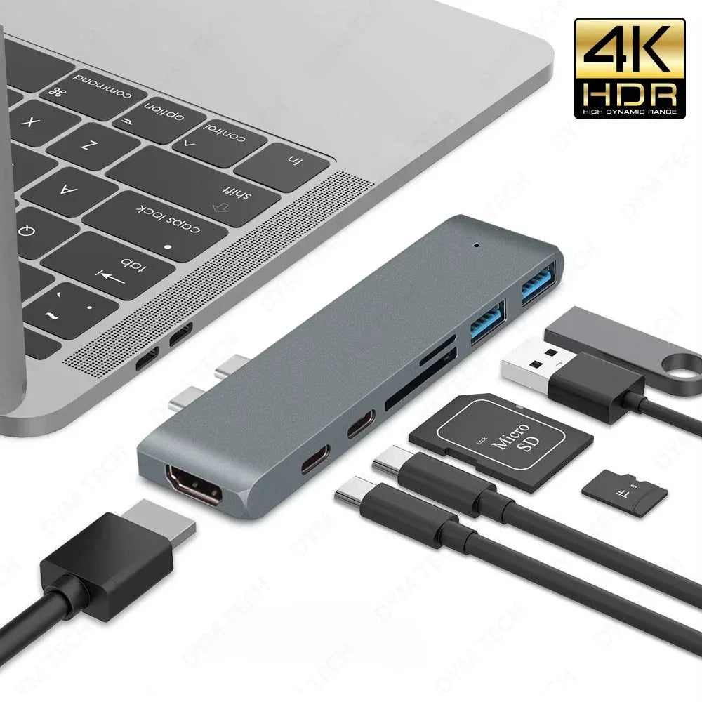 Hub USB‑C 3.1 con HDMI 4K, USB 3.0, lettore SD/TF e Power Delivery per MacBook