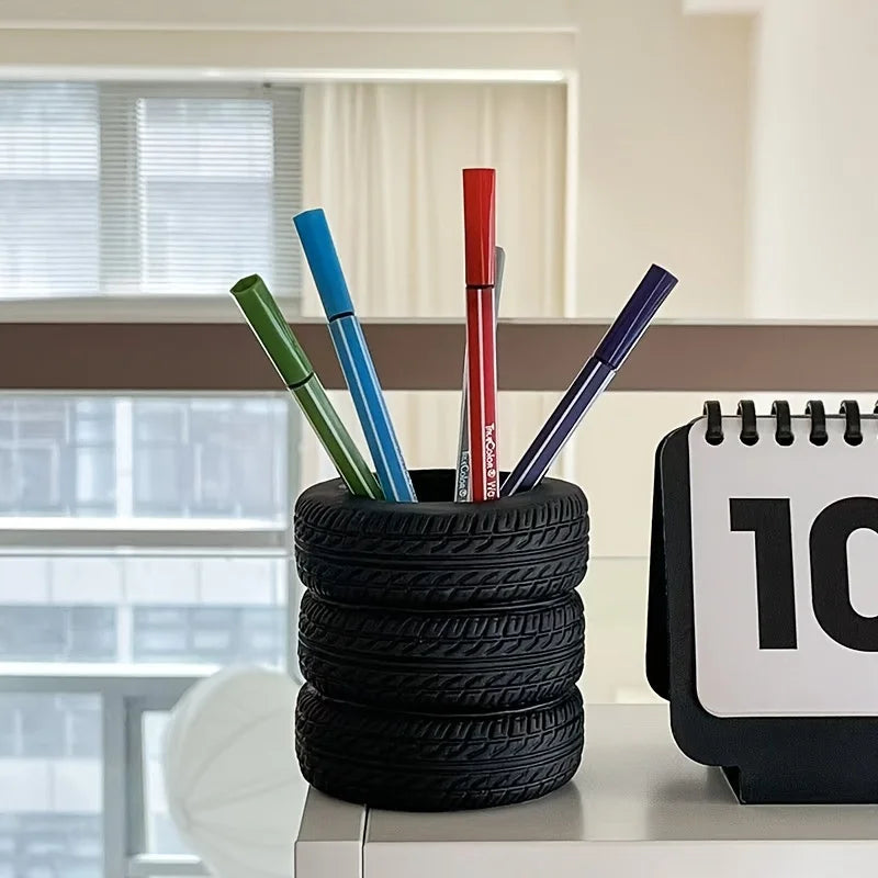 Portapenne a forma di pneumatico - Organizer da scrivania in PVC