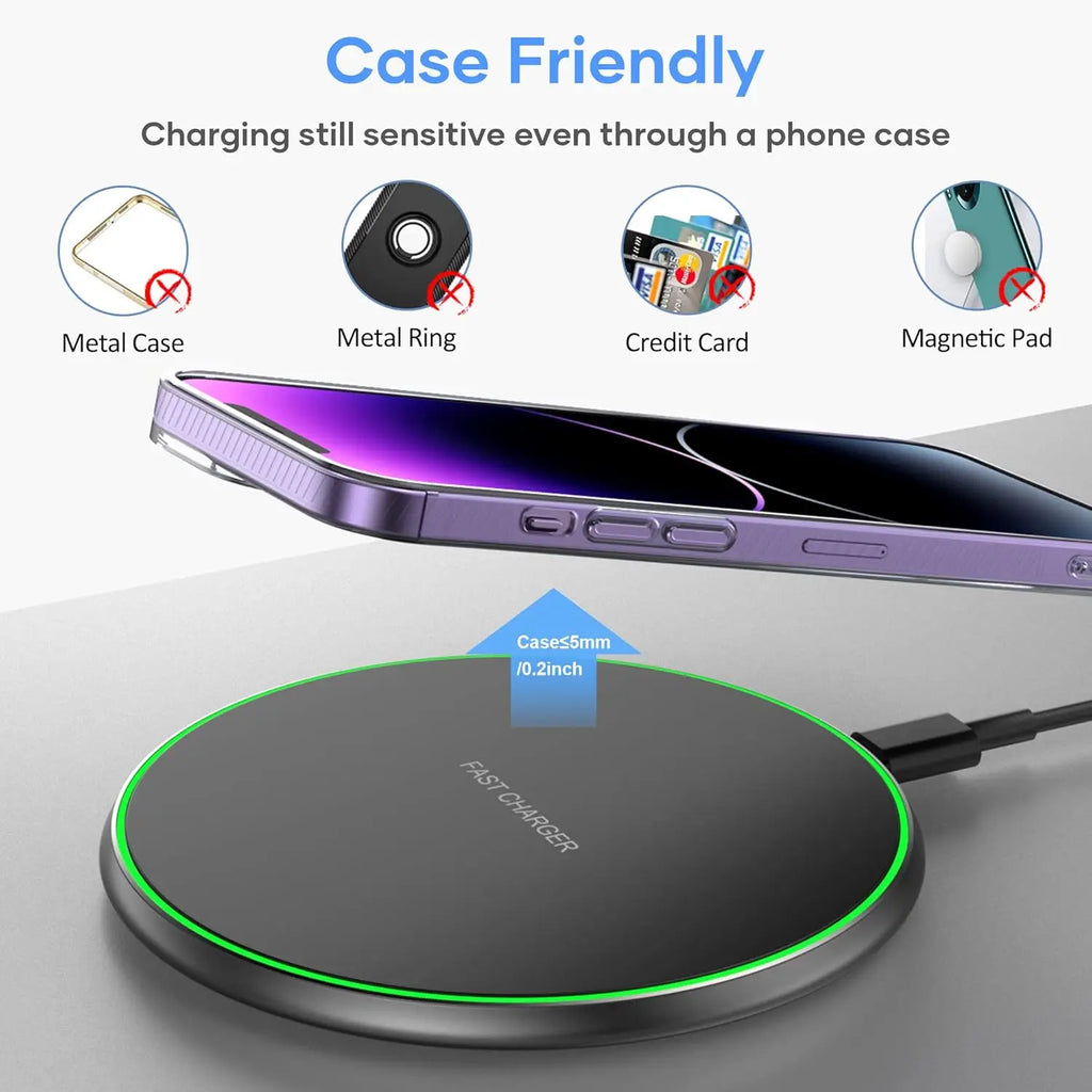 Caricatore wireless 30W per iPhone, Samsung, Xiaomi e altri dispositivi Qi