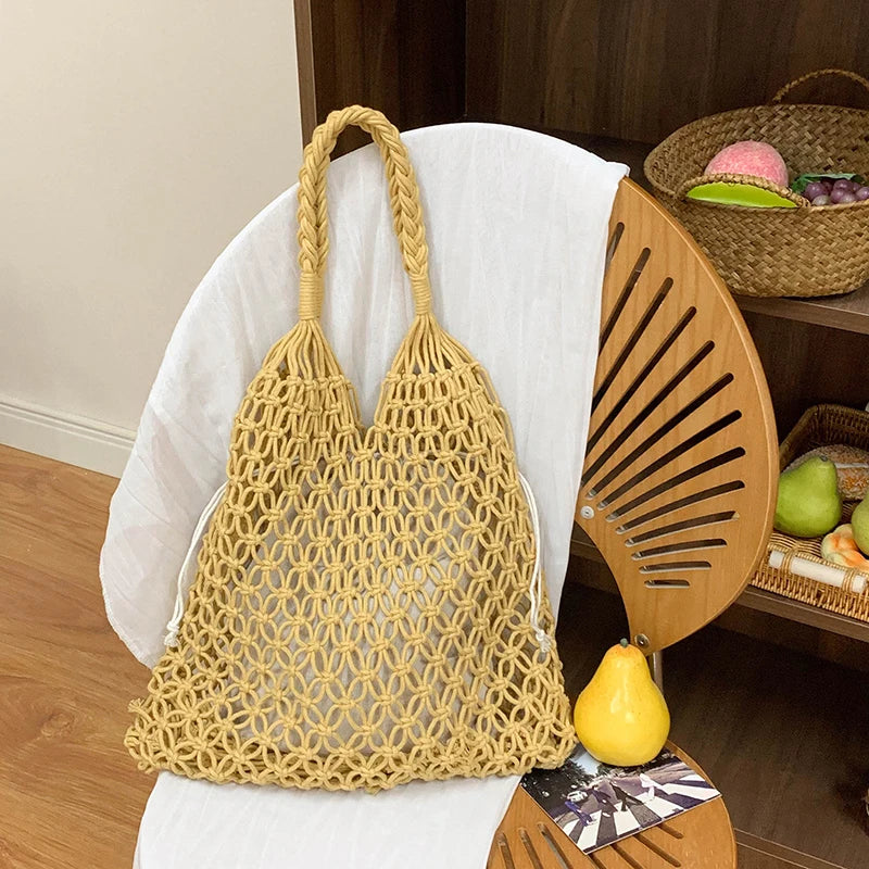 Borsa a Tracolla Boho in Paglia Intrecciata – Grande Tote Estiva