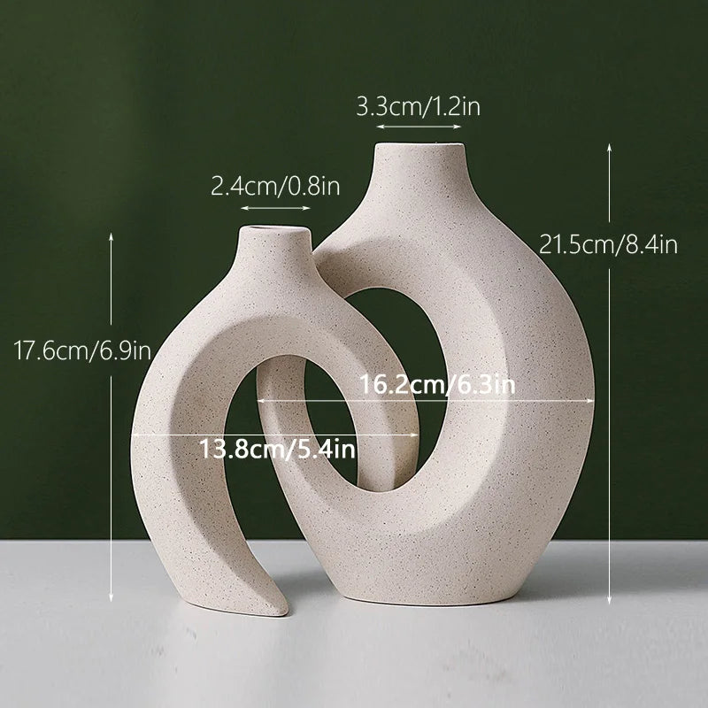 Vase décoratif en céramique blanche mate 21-28 cm – Design nordique moderne
