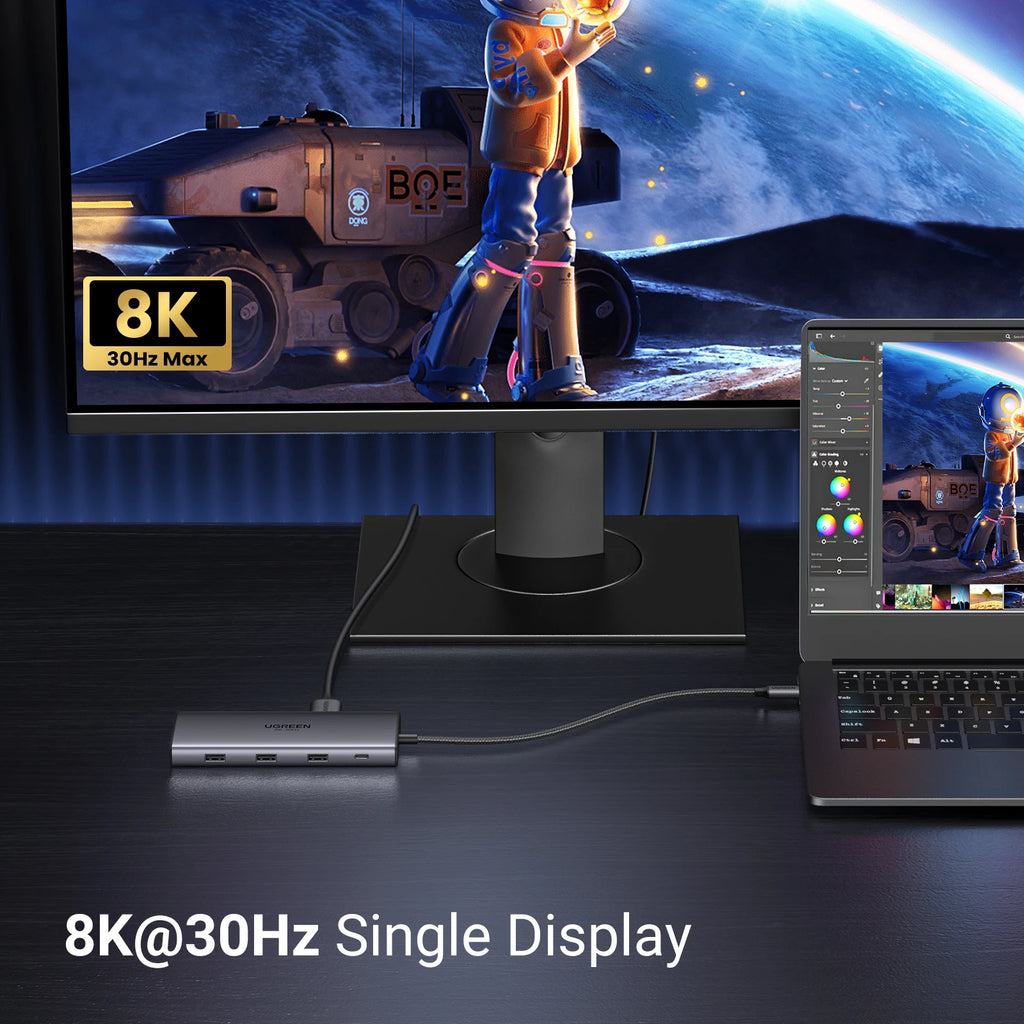 Docking Station USB‑C 10 in 1 con doppio HDMI 8K/4K, RJ45, PD 100 W