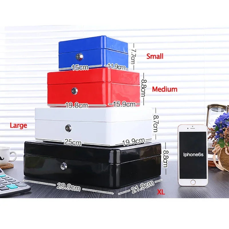2025 New Practical Petty Cash Money Box with Keys Stainless Steel Security Lock Lockable Safe Small Fit for House Decoration