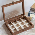 Convenient Elegant Wood Jewelry Box Glass Lid Dust-proof Earrings Display Tray Storage Box Velvet Jewelry Organizer Home