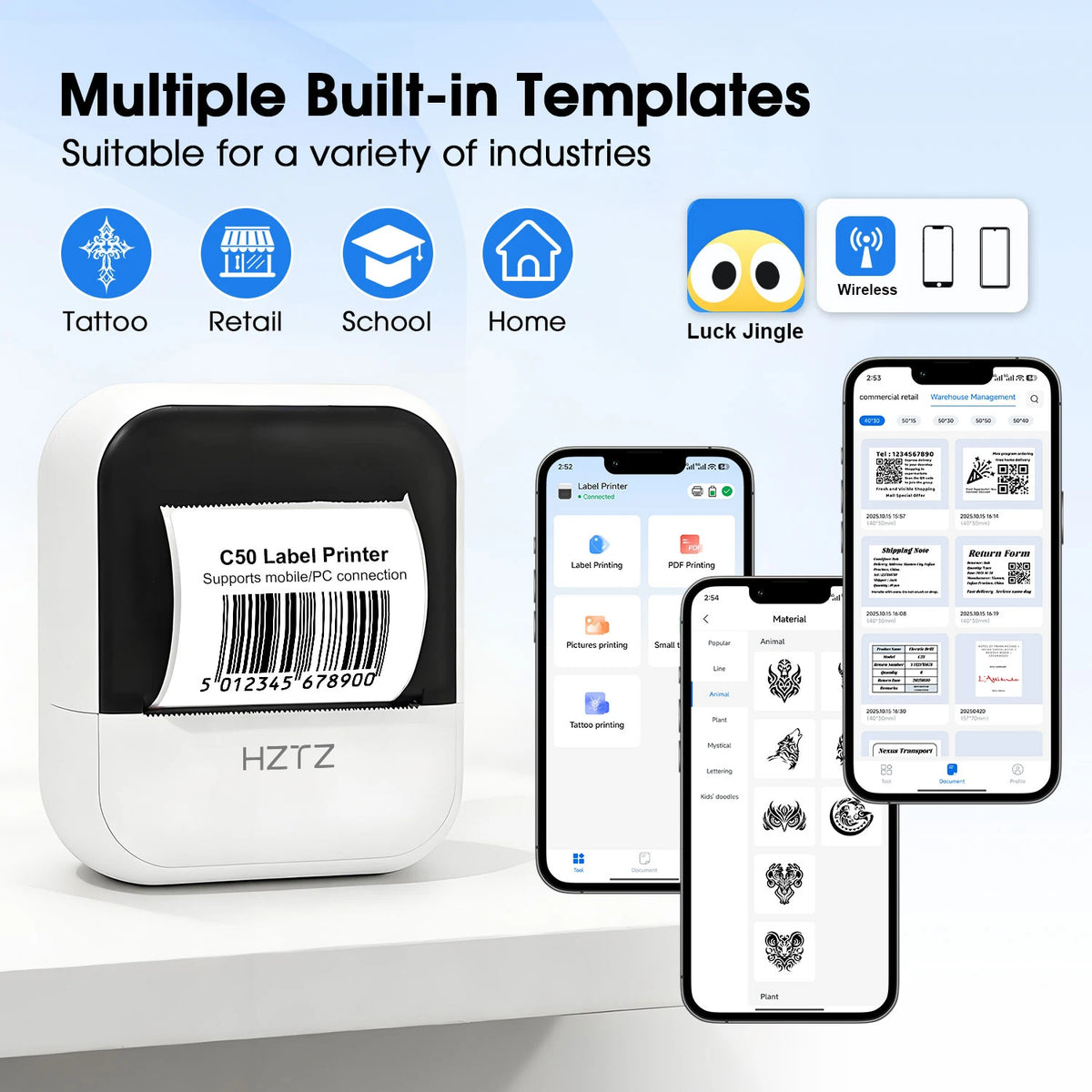 Stampante termica Bluetooth portatile 45 mm – stampa senza inchiostro per casa