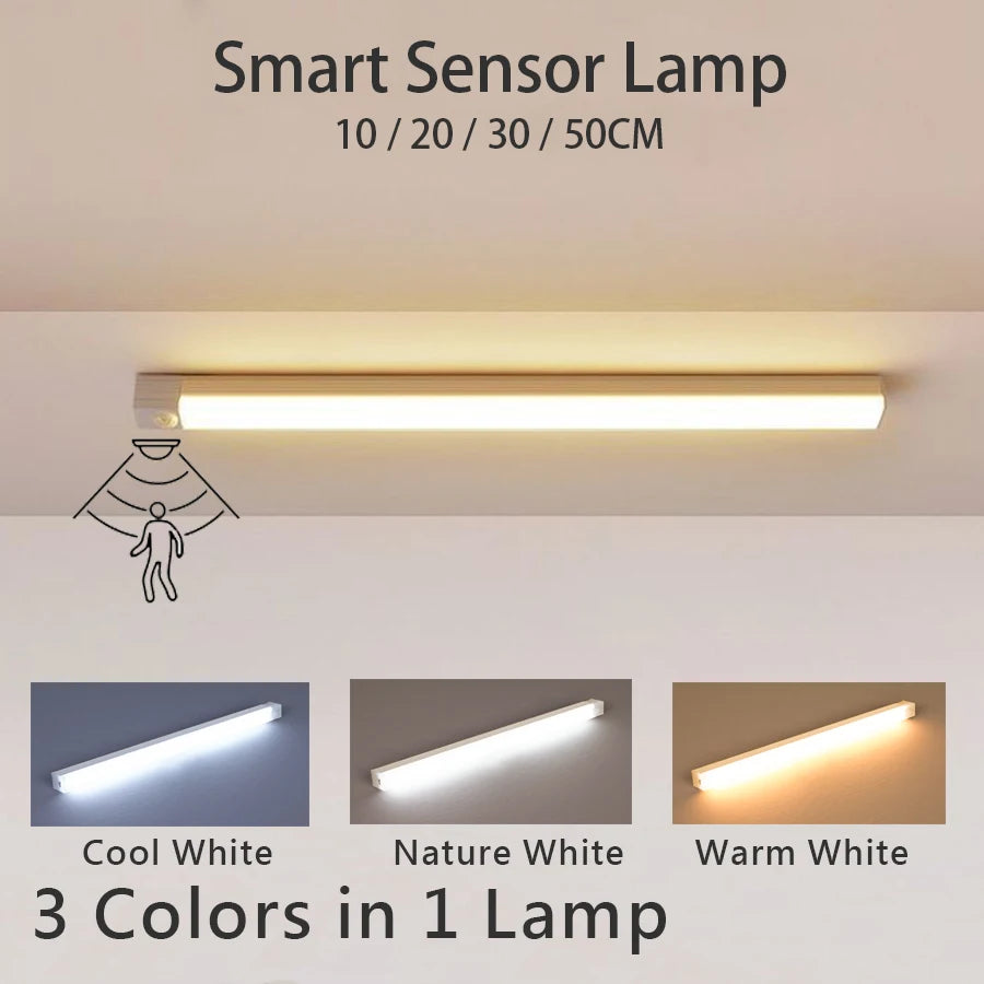 Barra LED con sensore di movimento, luce ricaricabile per cucina e comodino