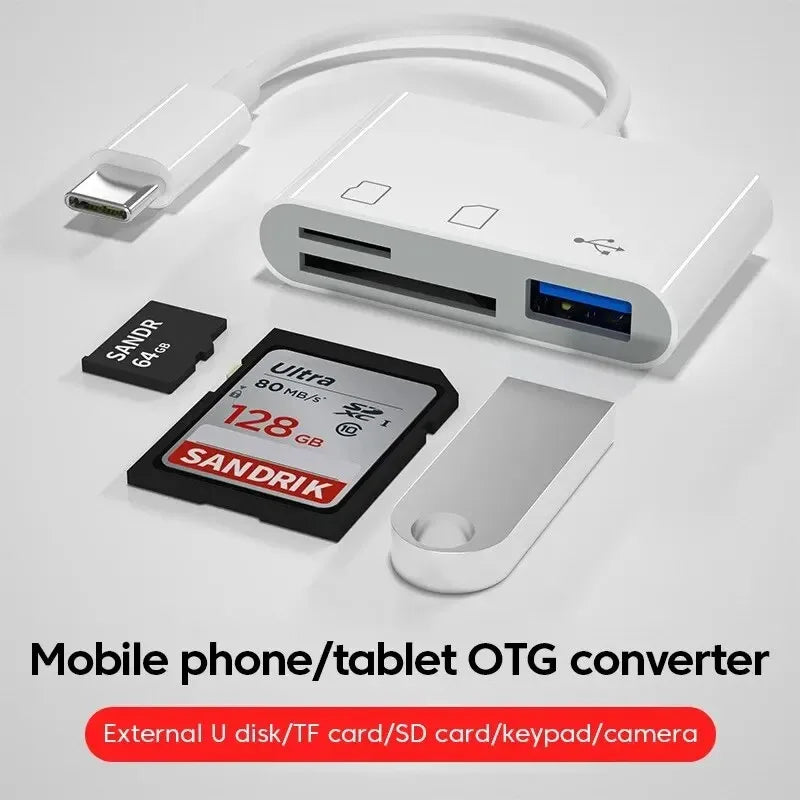 Hub USB‑C 3 in 1 con lettore TF/SD e porte USB‑A