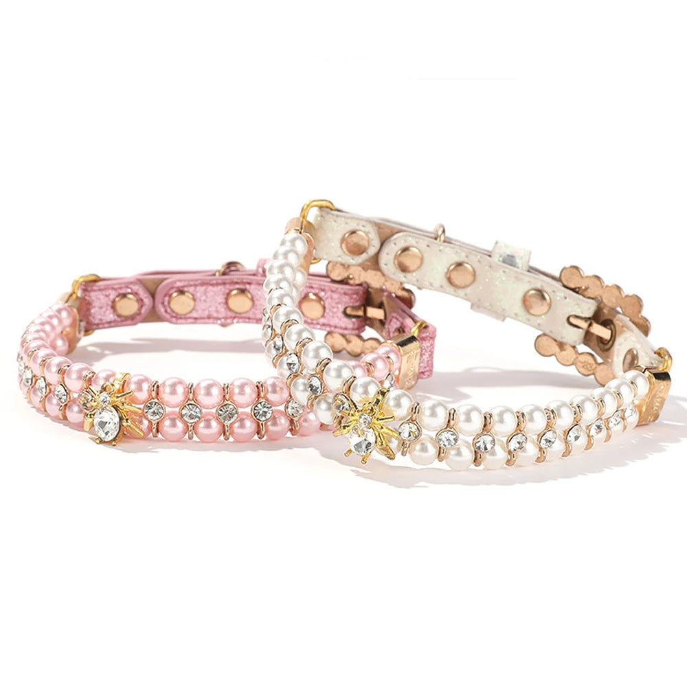 Collarino con Perla Artificiale per Cani e Gatti – Ciondolo Elegante in Pink e…