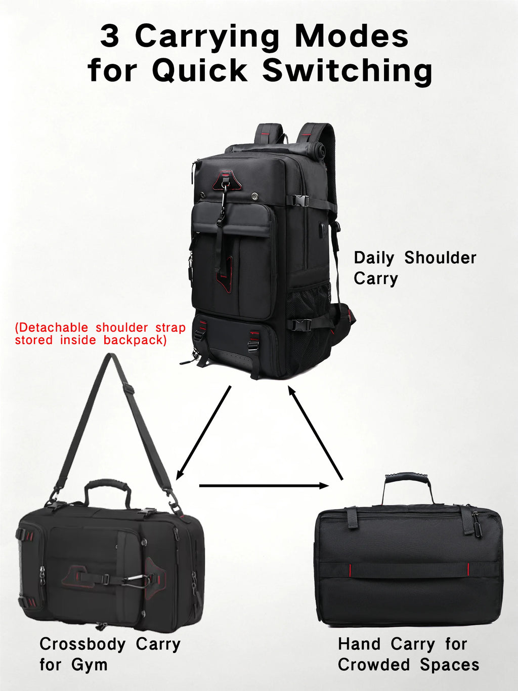 Travel Backpack Large Capacity 17 Inch Laptop Backpack with Dry Wet Separation Hiking Backpack for Men