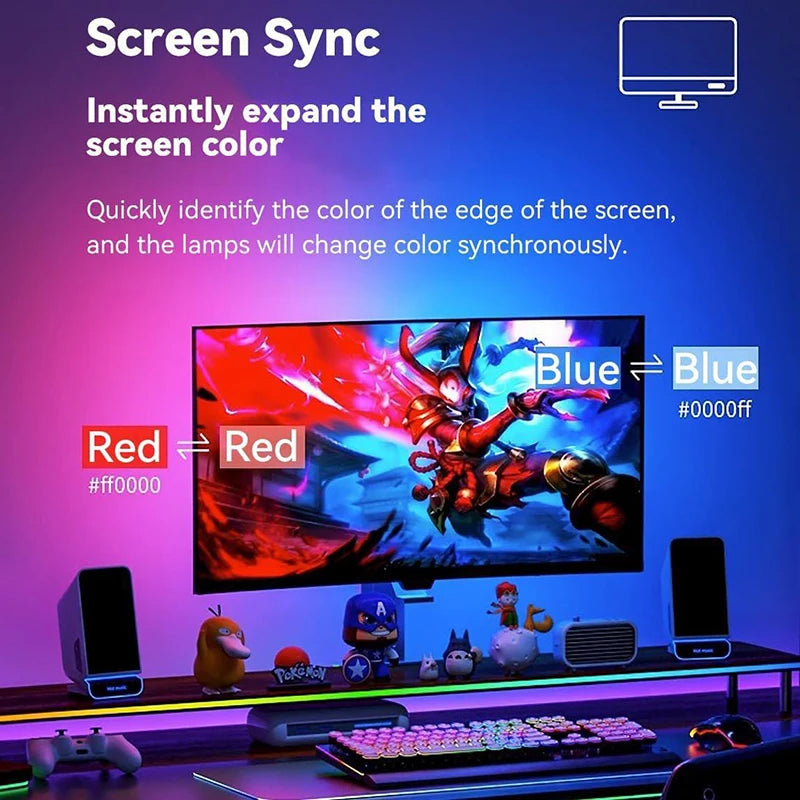 Striscia LED RGB per monitor: sincronizzazione colore, musica e controllo app