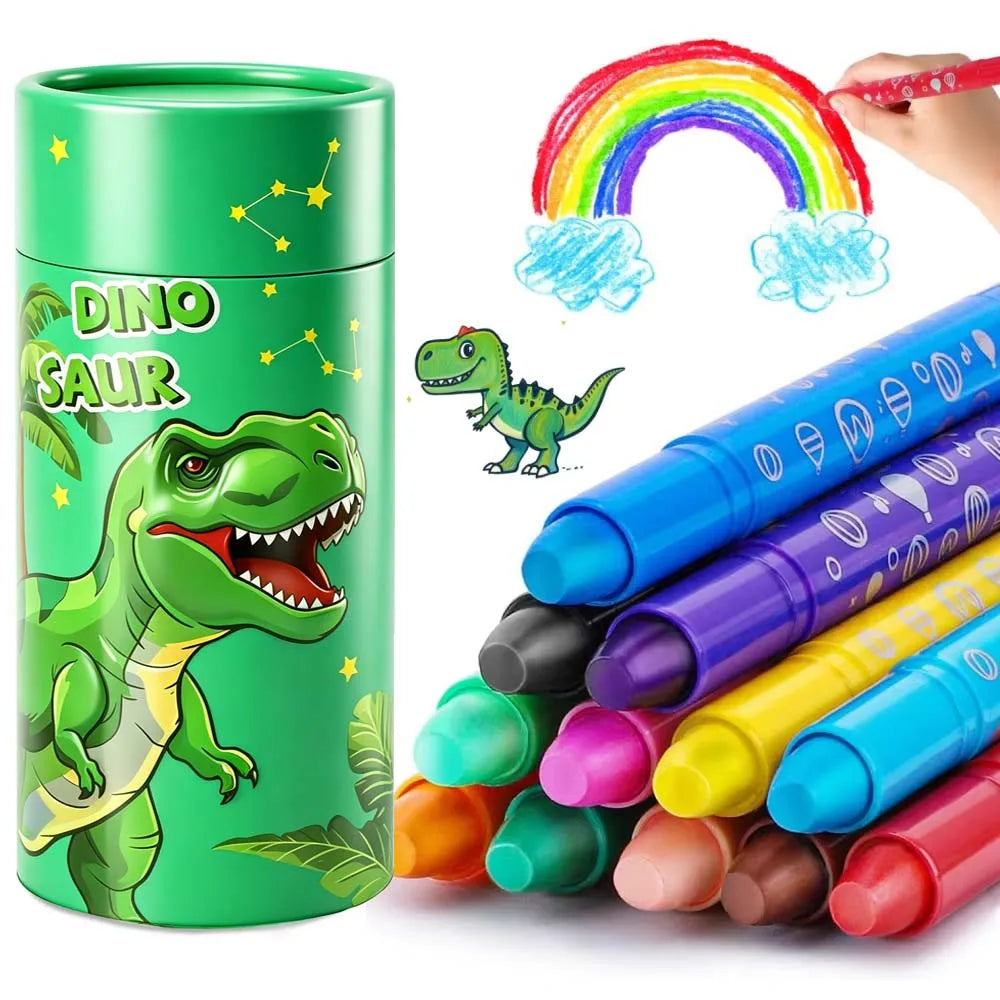 Set di 12 Pastelli Cera Lavabili ed Erasabili per Bambini – Regalo Scuola