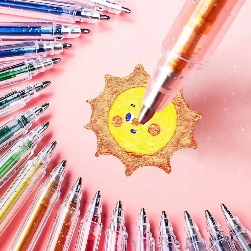 Set of 8-60 Metallic Glitter Gel Pens 1.0 mm Color Ballpoint Pen Book Card Long Lasting Writing Drawing Marking Coloring DIY Art