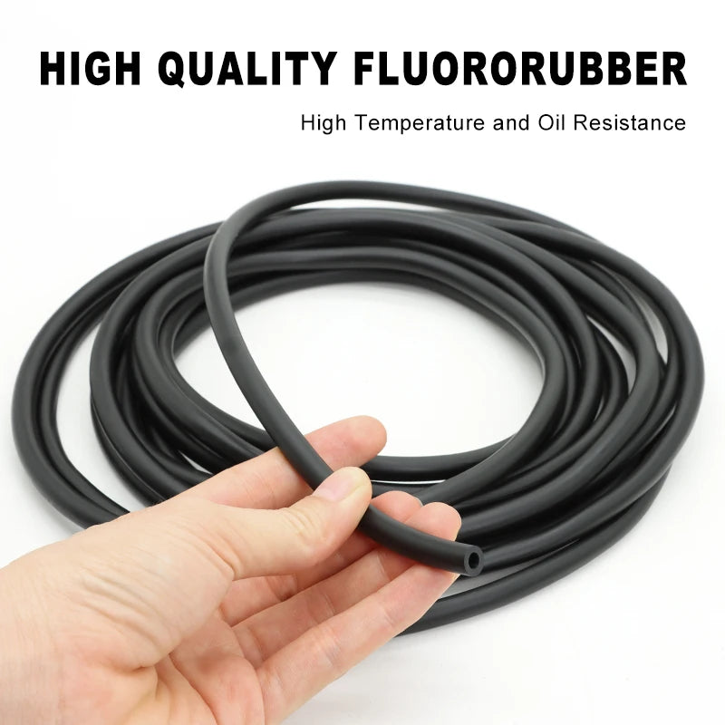 1/2/5m Black Fluorine Rubber Tube 2mm - 25mm Wear-resistant Corrosion Resistant High Temperature FKM Vitons Petrol Diesel Hose