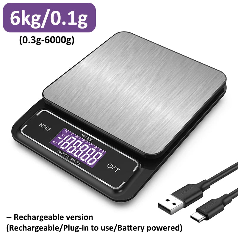 Bilancia da cucina digitale 6 kg/0,1 g – 10 kg/1 g, acciaio inox, impermeabile…