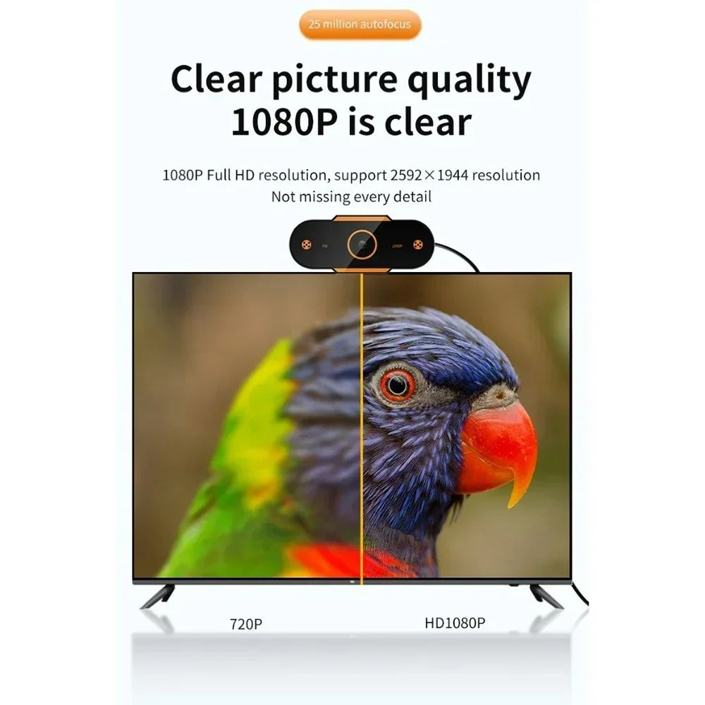 Webcam HD 1080p con autofocus, microfono a riduzione rumore e USB 2.0
