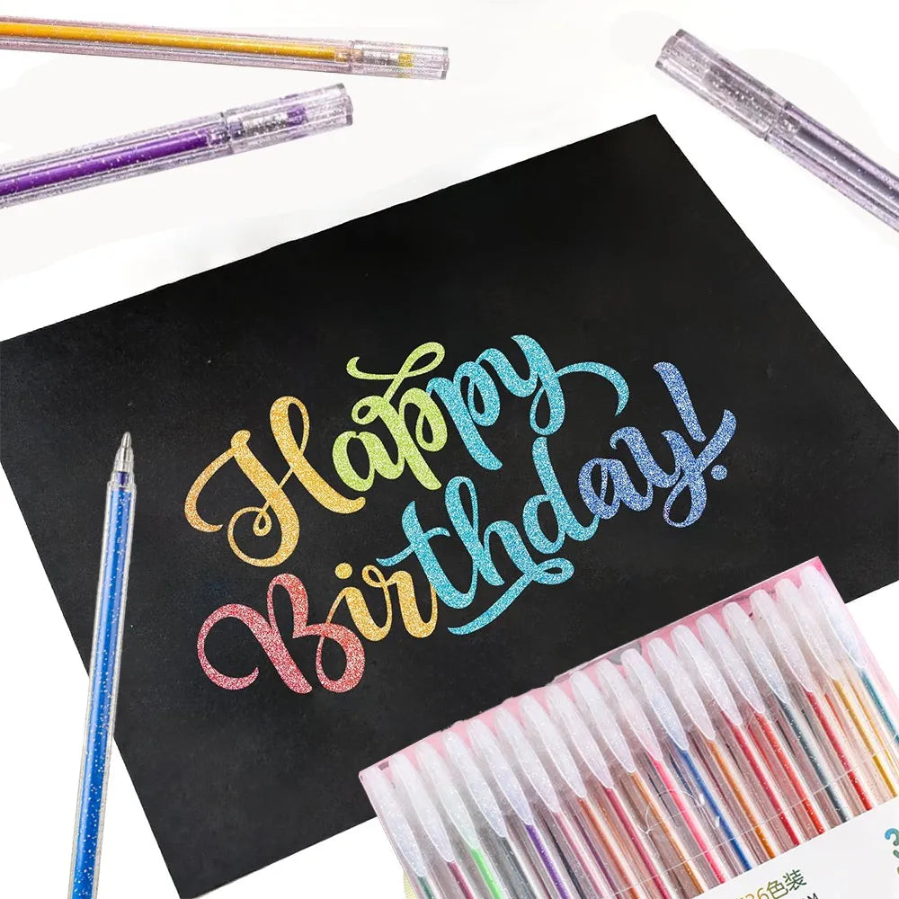 Penna gel glitter 0,2 mm – 8‑60 colori brillanti per carta, diario e arte DIY