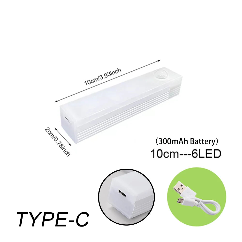 Lampada LED a Sensore di Movimento Ricaricabile, Tipo C, 50 cm, luce notturna…