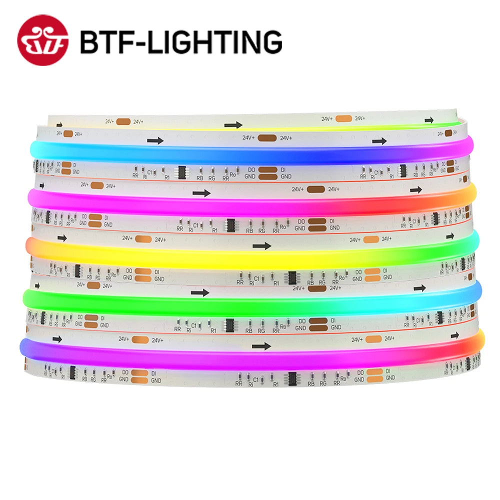 Striscia LED RGB FCOB SPI 720/630 LED per ambienti, 12V/24V, indirizzabile