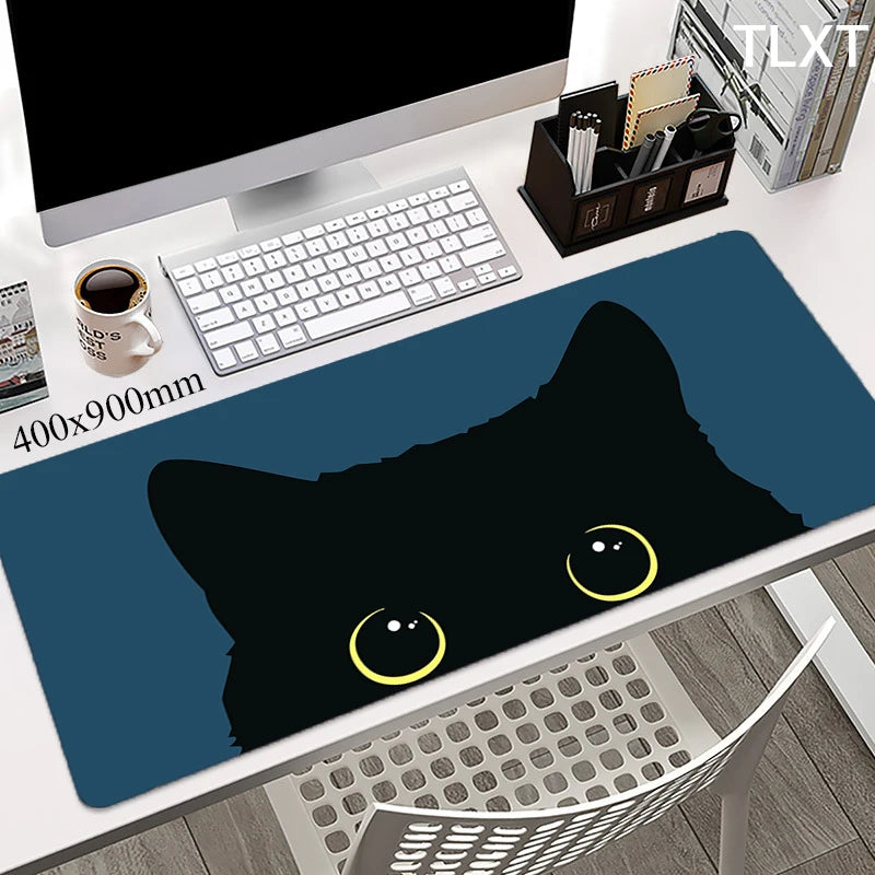 Tappetino da scrivania XXL con stampa gatto kawaii – 100x50 cm