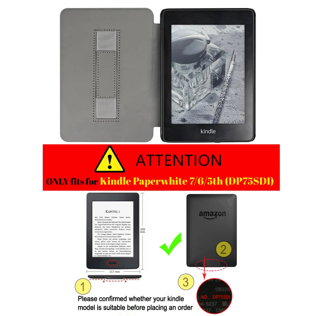 For Kindle Paperwhite 7th 6th 5th Generation Case 6 Inch PU Leather Case with Hand Strap DP75SDI EY21 Paperwhite 3 2 1 Cover