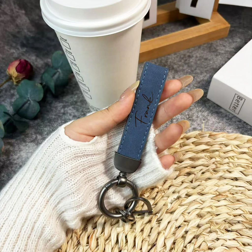 Personalized Custom Keychains DIY Name Laser Engraving Stylish Durable Faux Leather Modern Car Keychains Accessories Gifts