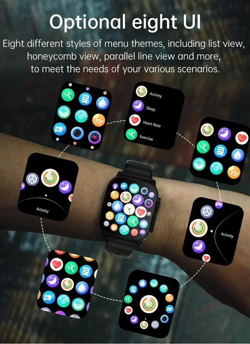 Smartwatch 2.01" HD con chiamata Bluetooth, fitness e sport per Android e iOS