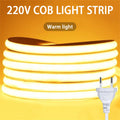 Striscia LED COB 220V ad alta luminosità, flessibile e autoadesiva