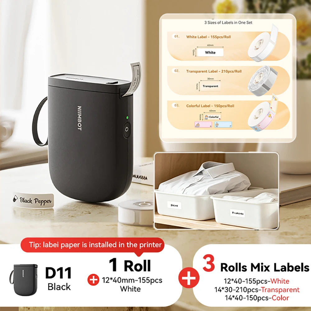 Stampante Etichette Termica Portatile Bluetooth 300DPI D11