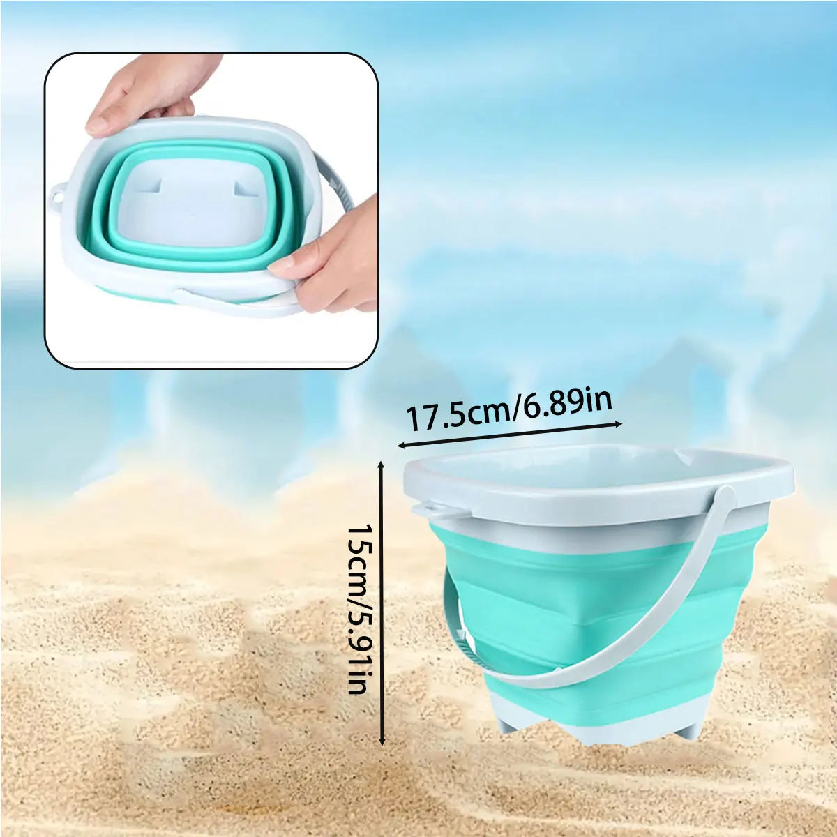 Pala da spiaggia per bambini con secchiello pieghevole – Gioco estivo/invernale