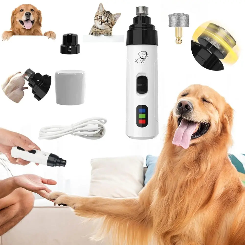Molino elettrico silenzioso per unghie di cani e gatti, ricaricabile USB