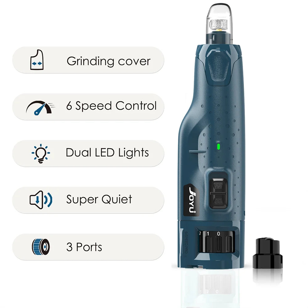 Levigatore per unghie cani silenzioso 6 velocità con 2 LED e protezione polvere
