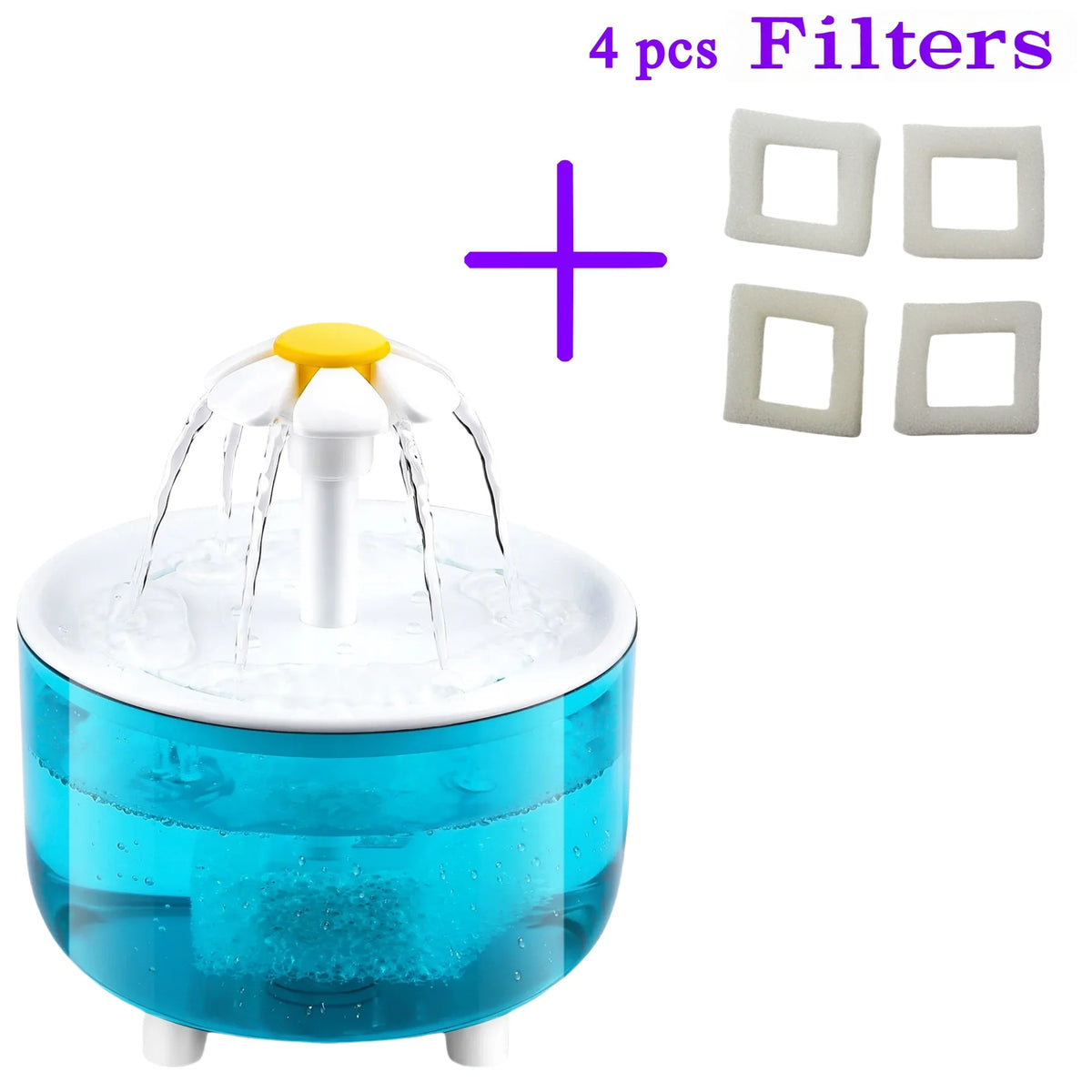 Fontana d'acqua per gatti 1200 ml con filtro 4‑stadio e ricarica USB