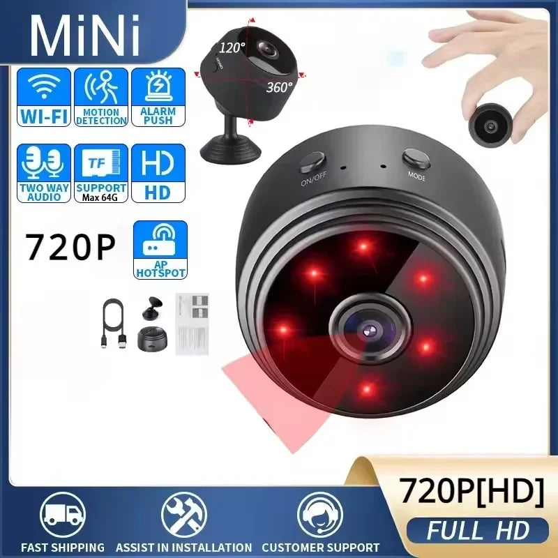 Mini Camera Wi‑Fi HD 720p con batteria – Monitoraggio remoto per casa…