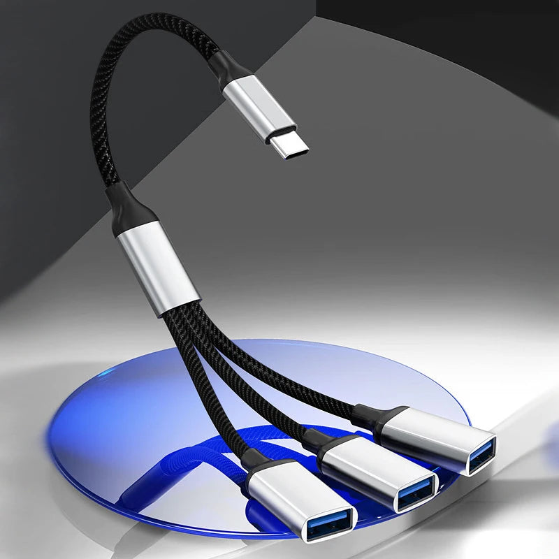 Hub USB 3 in 1 Type-C con 3 porte USB-C femmina – OTG e trasferimento dati
