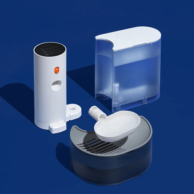 Fontana d'Acqua per Gatti e Cani Piccoli con Alimentatore Automatico a Batteria