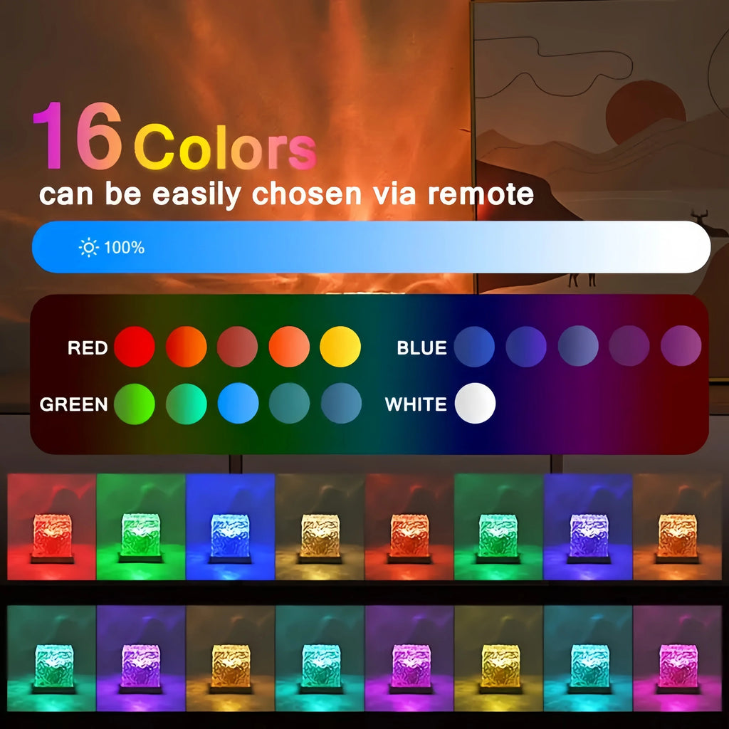 Proiettore Aurora Onde Marine USB – 16 colori, effetto acqua, luce notturna