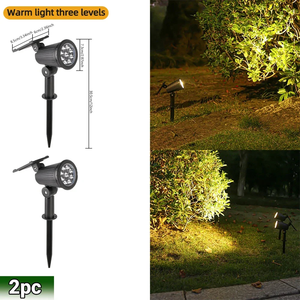 Fari solari LED RGB 9 LED IP65 impermeabili, regolabili per giardino