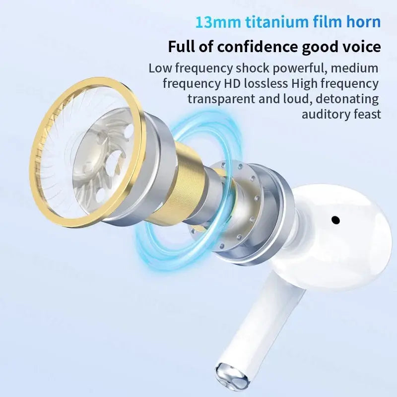 Auricolari wireless Bluetooth 5.3 con microfono, suono Hi‑Fi e touch control