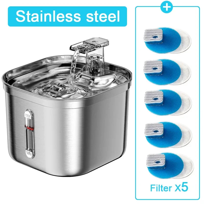 Fontana d'Acqua per Animali in Acciaio Inox con Sensore – 2L