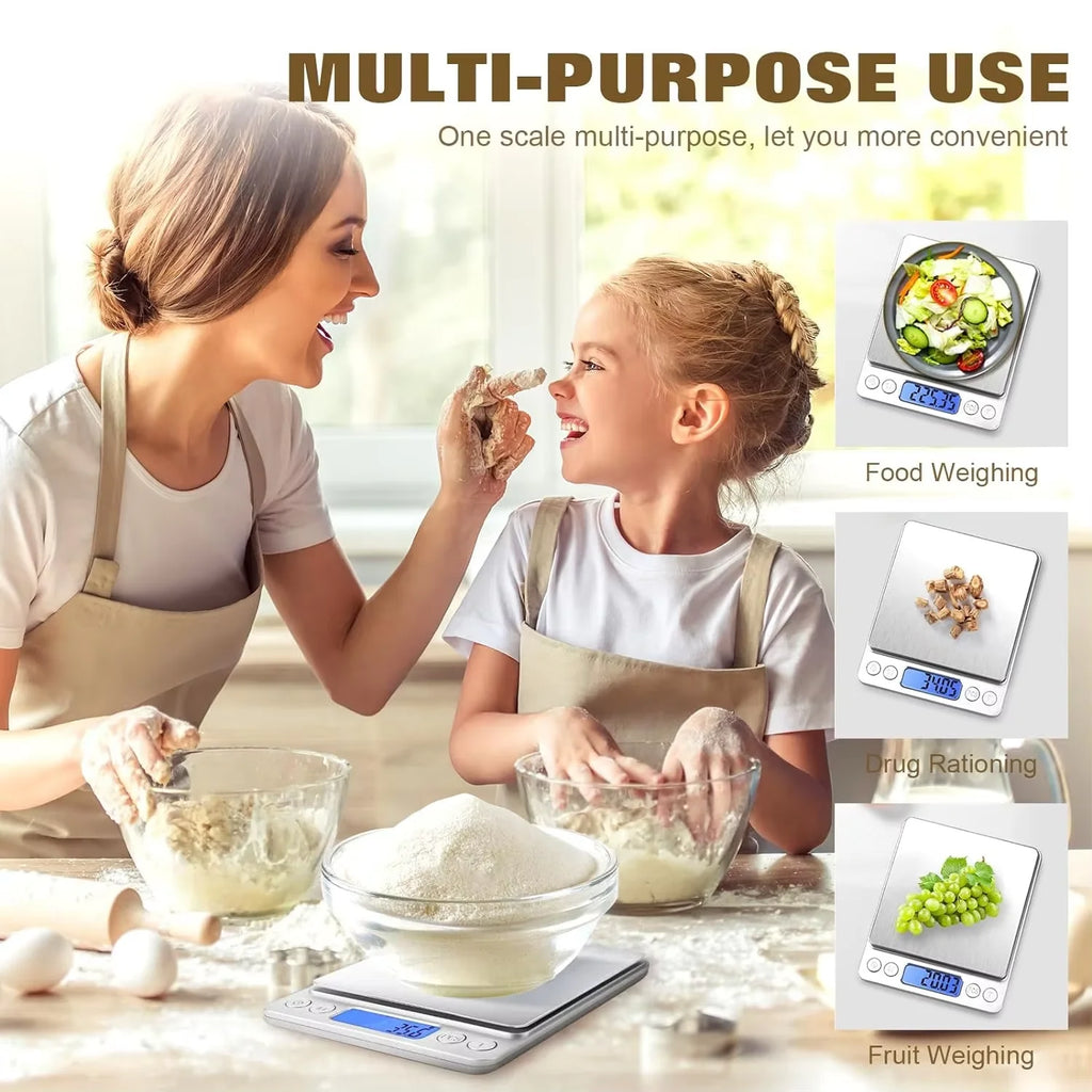 Bilancia da cucina digitale mini con vassoio, 6 modalità, display LCD, grammi e…