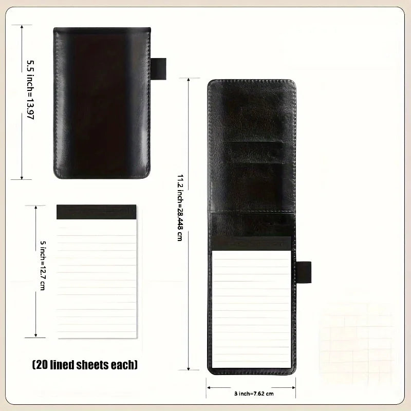Mini Pocket Portable Notepad, Strap-On Pen Holder Meeting Notebook, Pu Leather Hard Cover Waterproof Notebook with Lined Pages, Diary, Work Office Meeting Notes Notebook, Accounting, Memo Notebook Ballpoint Pen Set