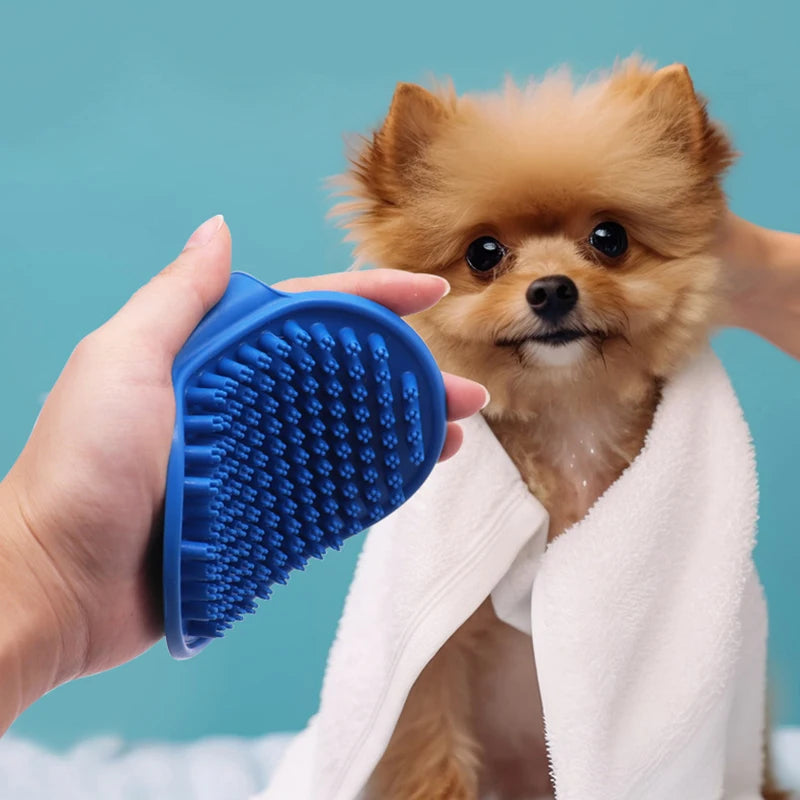 Spazzola da bagno per cani e gatti con setole in gomma e manico regolabile