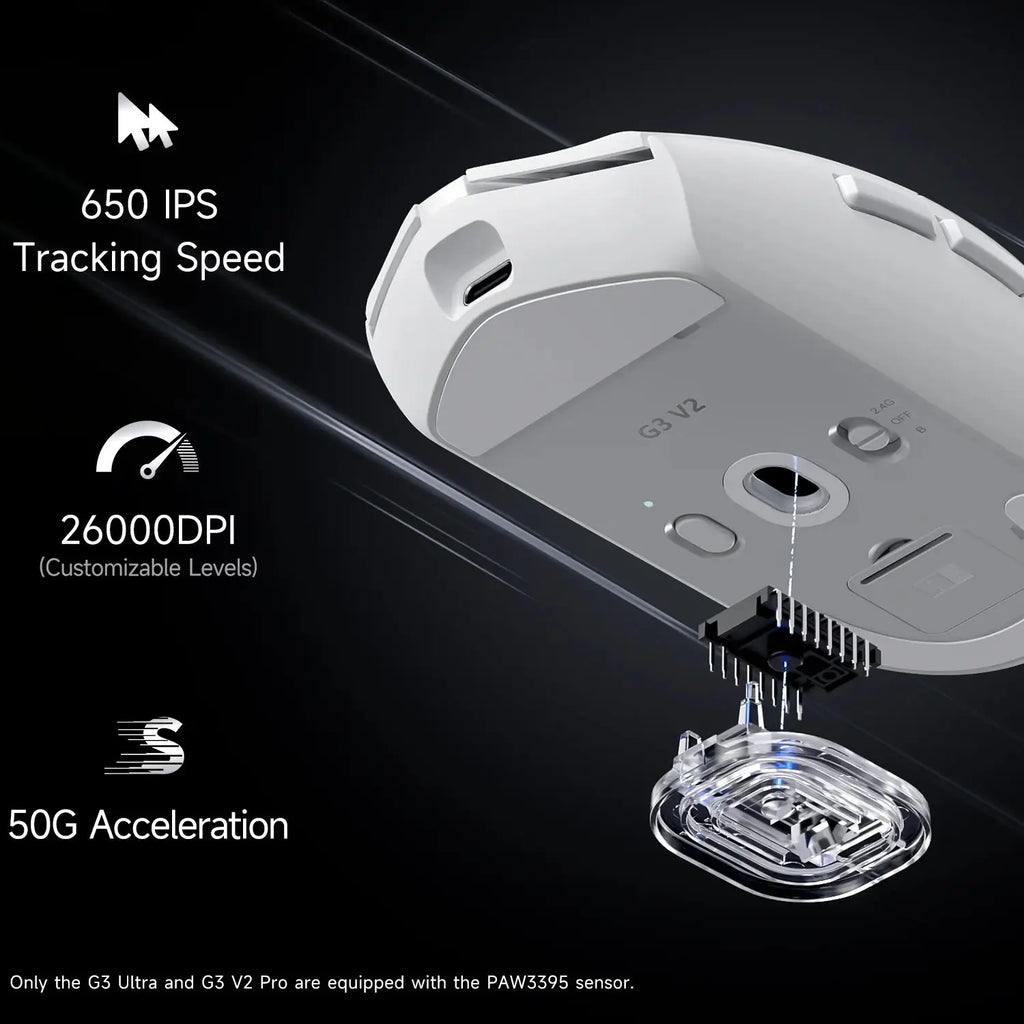 Mouse da gioco wireless 26.000 DPI, ultra-leggero 59 g, batteria 800 mAh