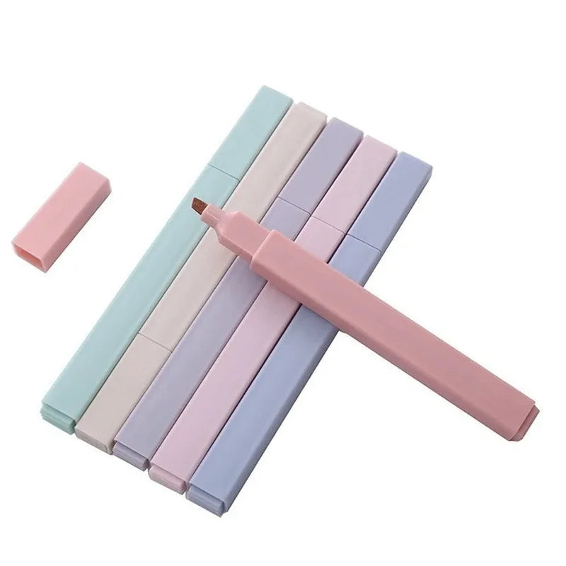 Set di 6 Evidenziatori Pastello Kawaii – Marker Colorati per Scuola e Ufficio