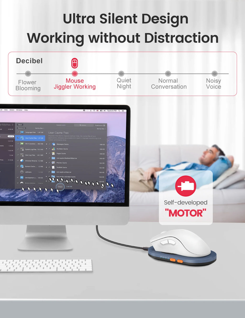 Vaydeer Ultra Slim Mouse Mover with Adjustable Interval Timer, Undetectable & Noiseless Jiggler Simulates Realistic Movement