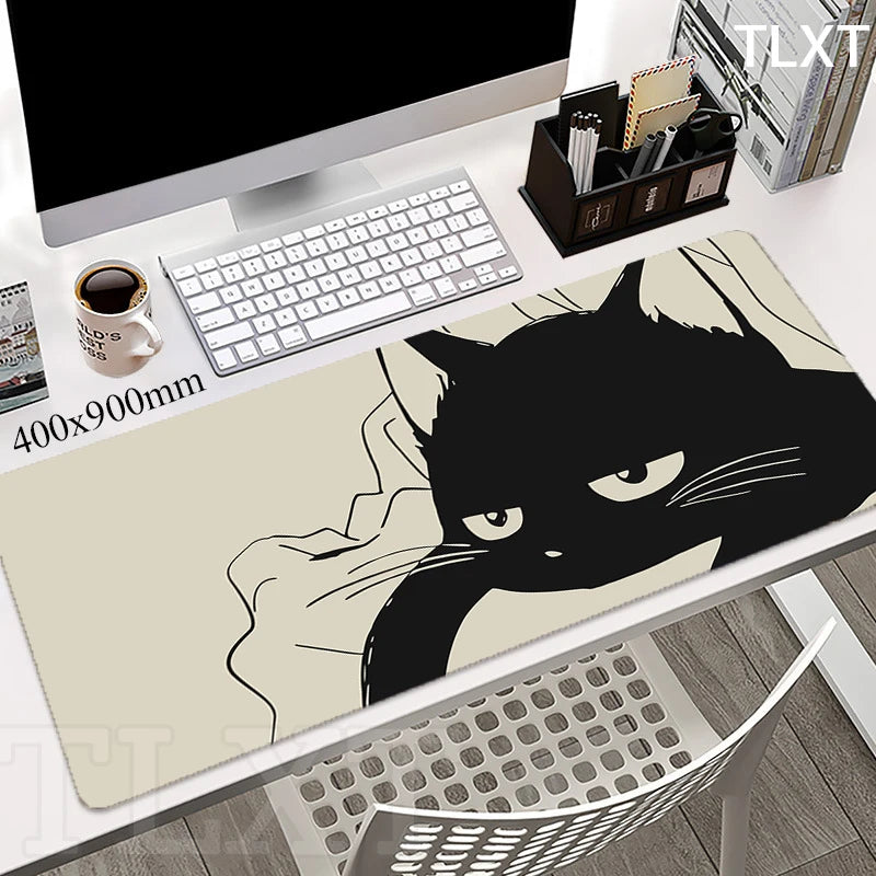 Tappetino da scrivania XXL con stampa gatto kawaii – 100x50 cm