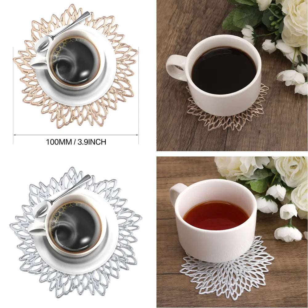vinyl hollow-out coaster – irregular flower design for kitchen, wedding, holiday decor