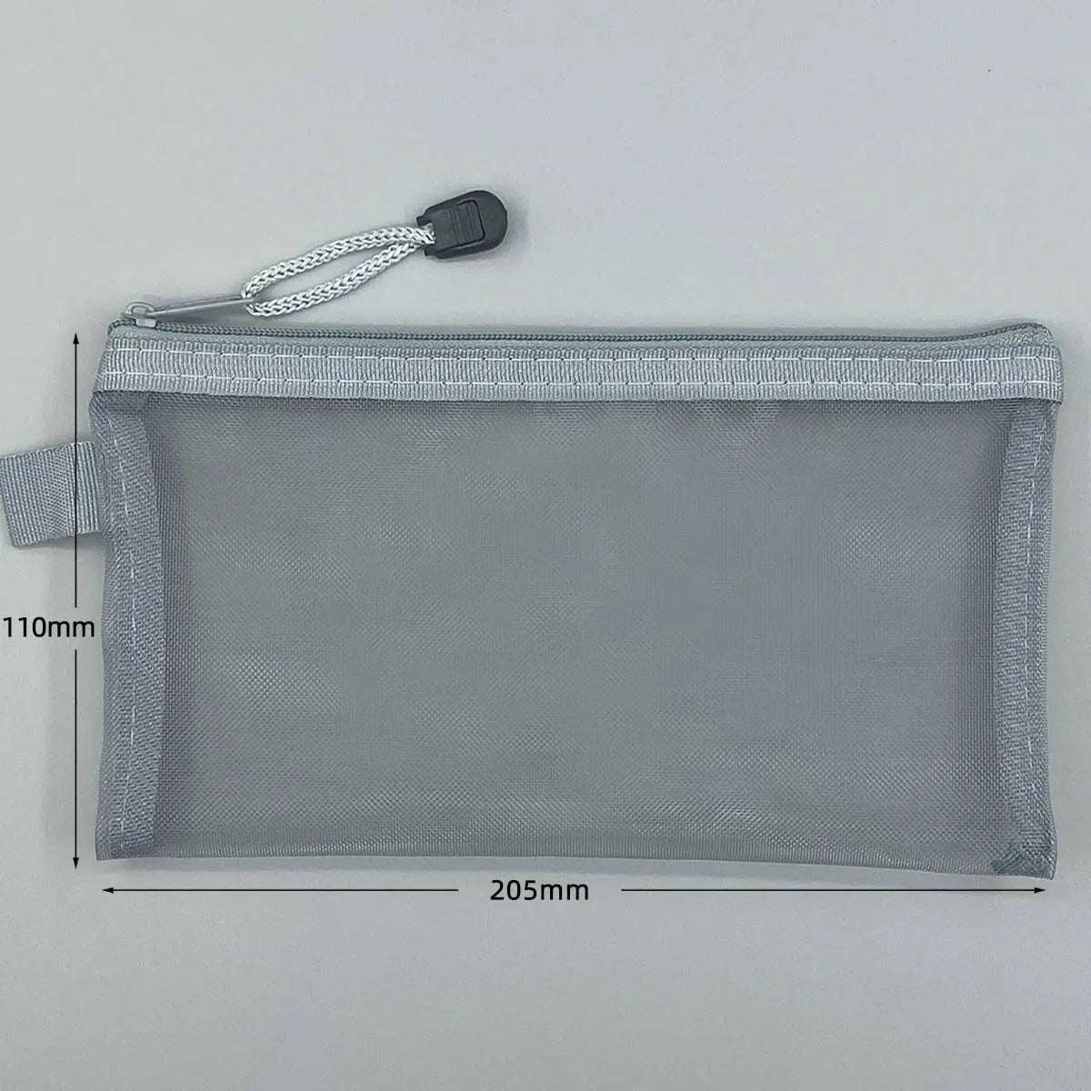 Astuccio trasparente a rete in nylon, grande capacità con zip