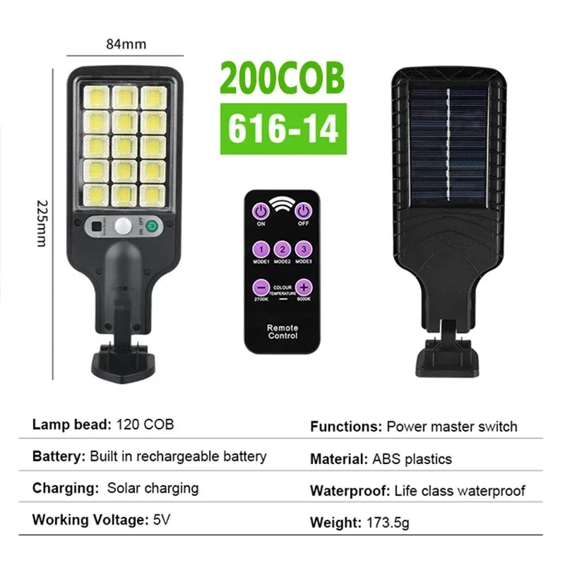 1/2/3/4PCS Solar Lights Outdoor 3 Modes 200COB Waterproof Street Lamp Motion Sensor Security Lighting for Garden Patio Path Yard